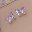 Fashion Iridescent Glass Butterfly Copper Earrings