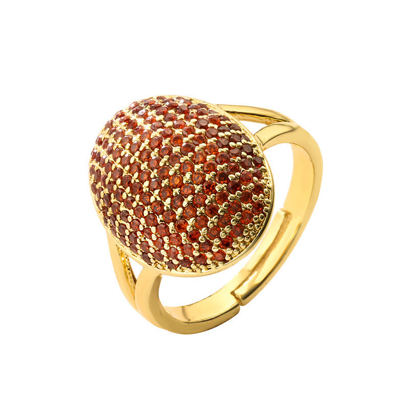 Luxurious Geometric Zircon Gold Plated Open Ring