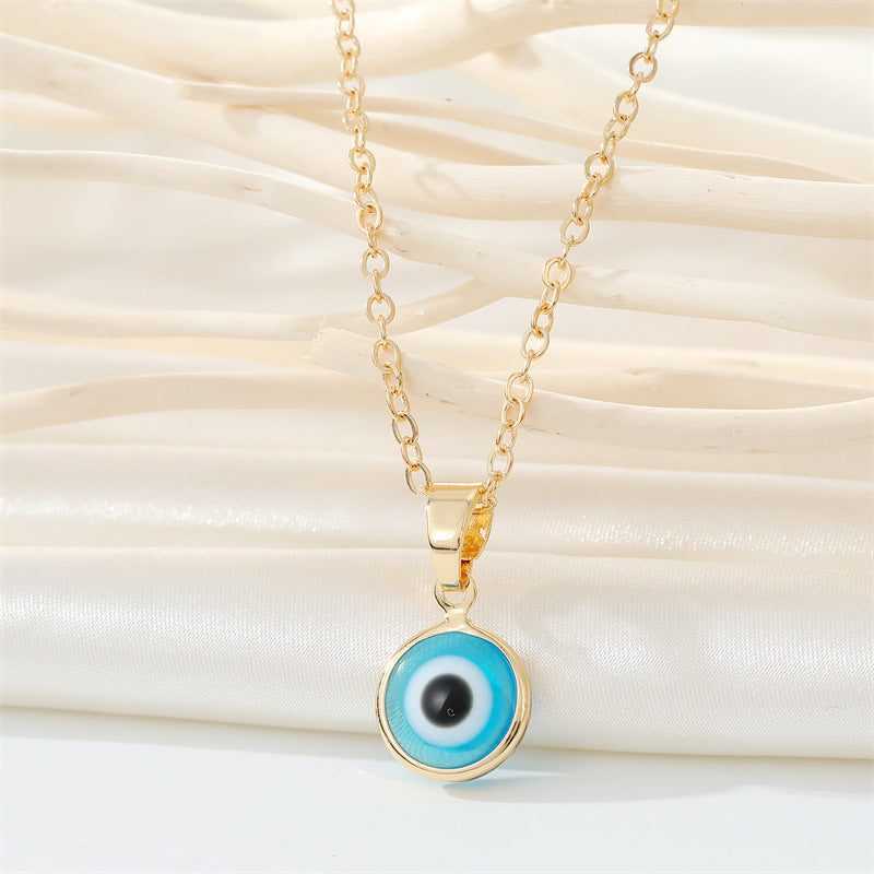 Vintage Evil Eye Resin Pendant Necklace - Unisex Turkish Design