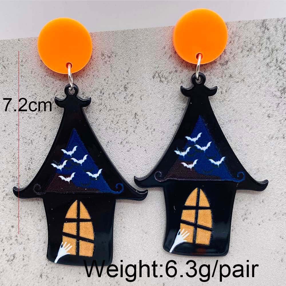 Wholesale Jewelry Cartoon Style Square Skull Arylic Drop Earrings