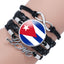 American Flag Multi-Layer PU Leather Bracelet with Gemstone Accents