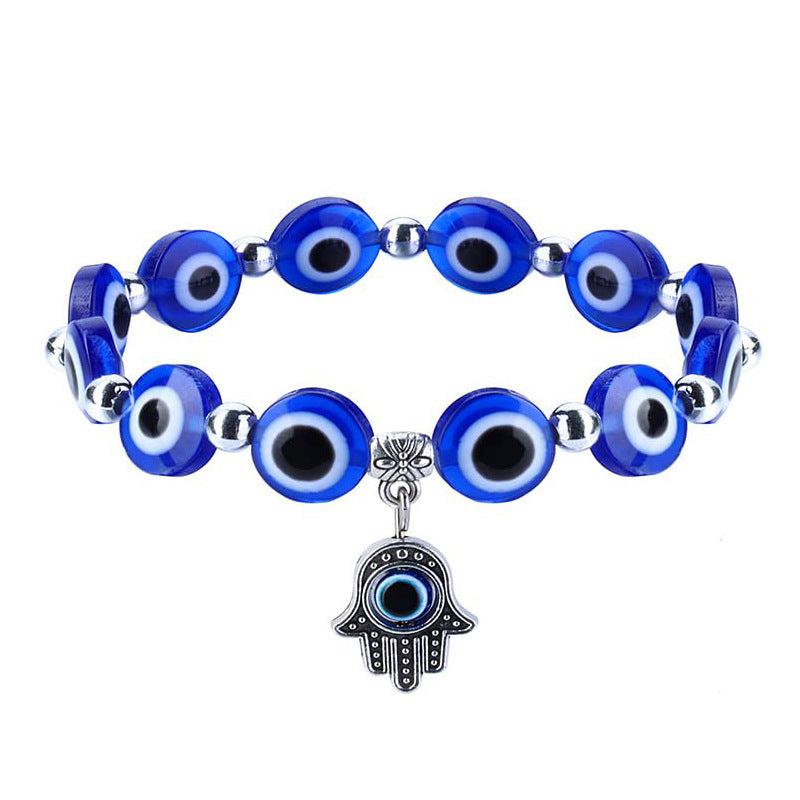 Ethnic Style Evil Eye Beaded Bracelet with Palm Pendant