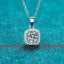 Sterling Silver Square Moissanite Zircon Pendant Necklace for Women