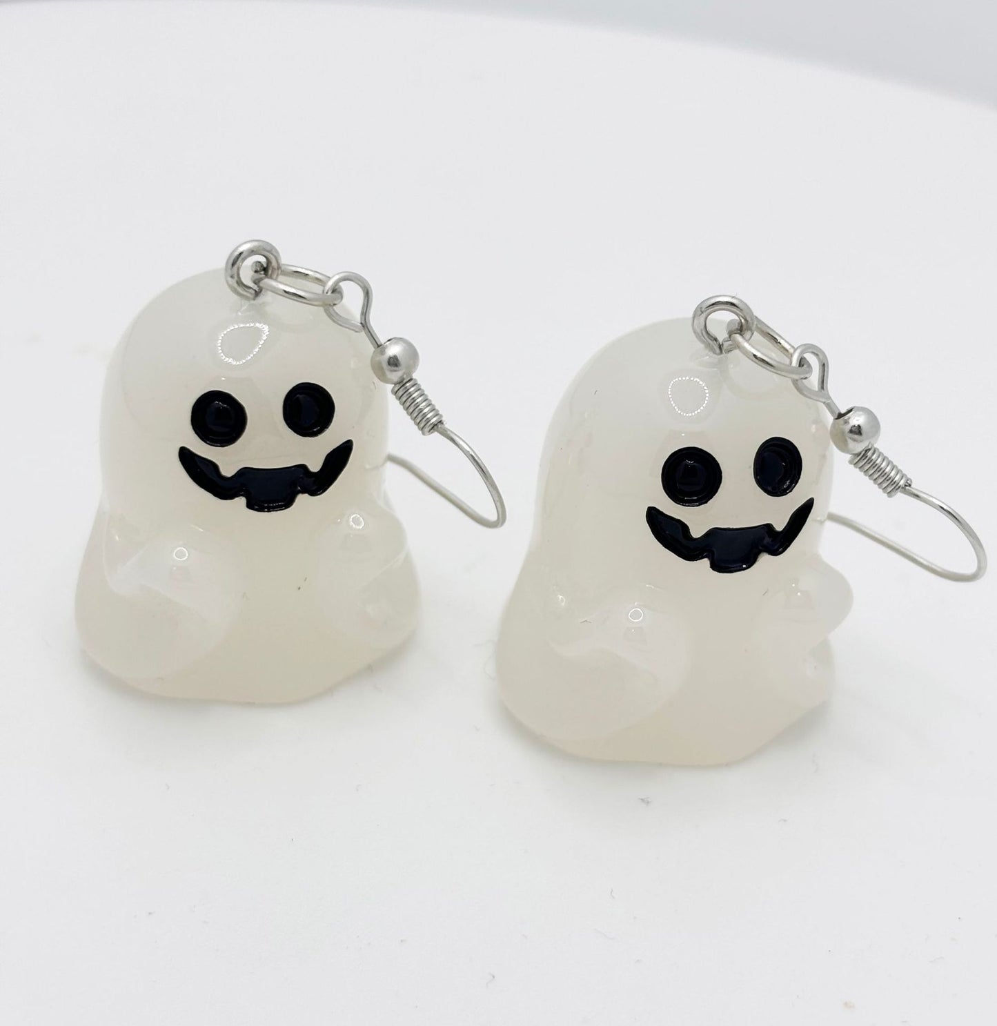 1 Pair Halloween Cartoon Character Glow-in-the-Dark Ghost Pumpkin Resin Drop Earrings