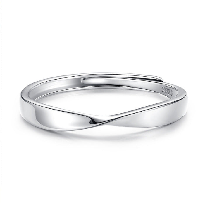 Simple Sterling Silver Adjustable Couple Rings