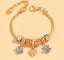 Fashion Flower Rhinestone Alloy Bracelet with Love Pendant