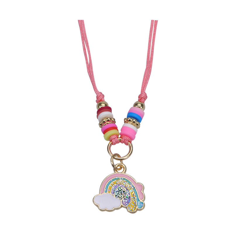 Colorful Butterfly Heart Kids' Friendship Bracelet and Necklace Set