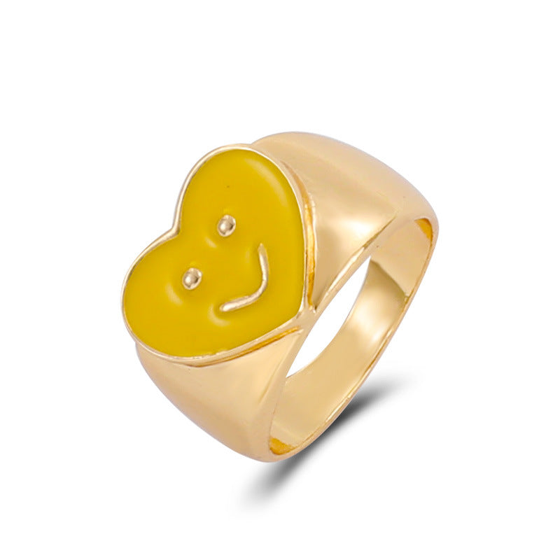 Fashion Heart Smiley Flower Geometric Alloy Ring