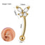 Butterfly Flower Heart Zircon Stainless Steel Cartilage & Lip Rings 18K Gold Plated Earrings