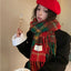 Women's Casual Lattice Solid Color Knit Scarf and Beanie Set