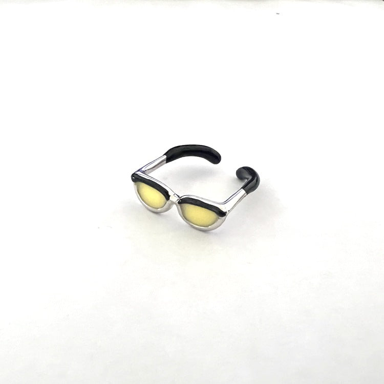 Novelty Mini Glasses Adjustable Open Metal Rings for Women