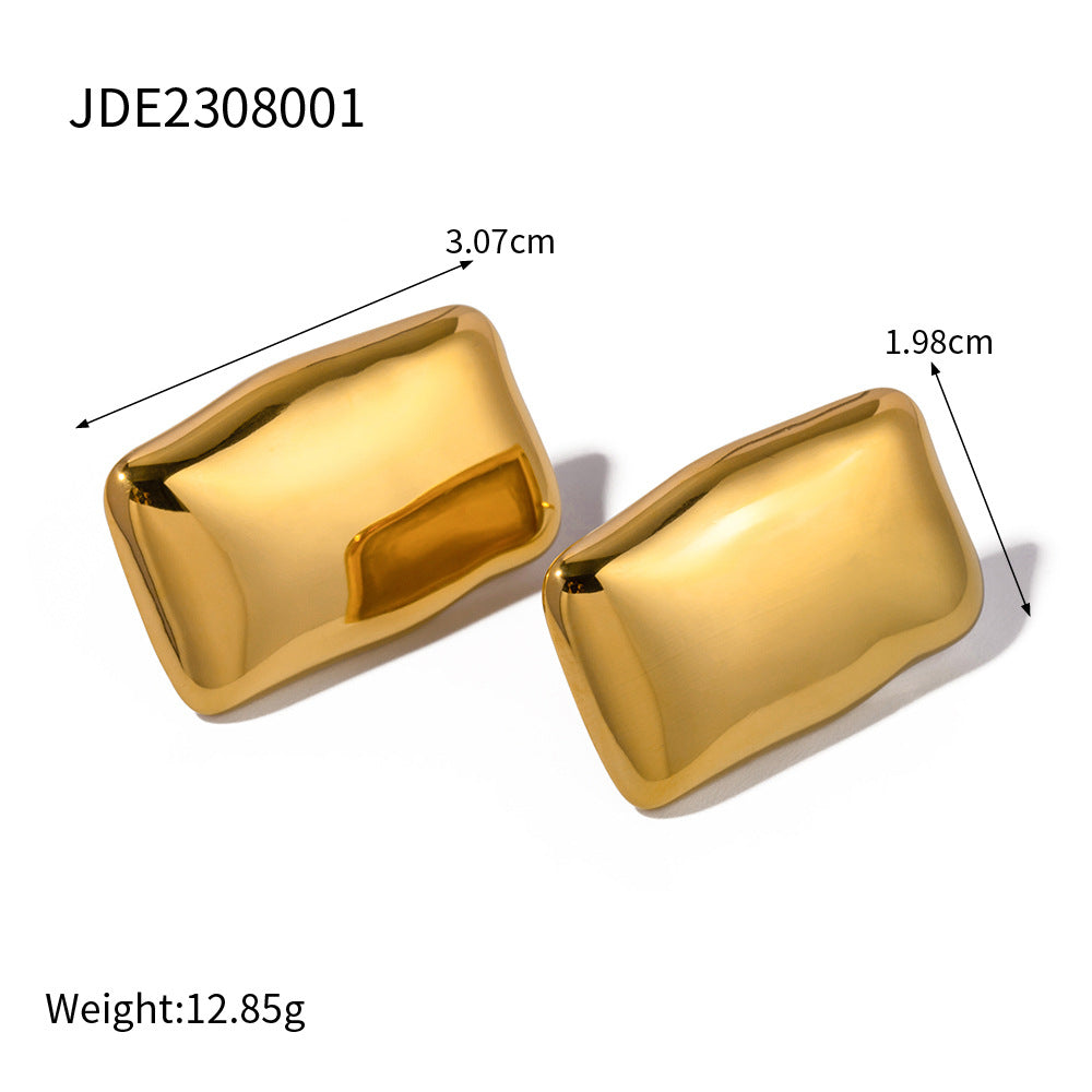 1 Pair Simple Style Commute Solid Color Plating 304 Stainless Steel Alloy 18K Gold Plated Ear Studs