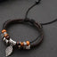 Vintage Ethnic Cross Leaf Alloy Wooden Bead Unisex Bracelet - European Retro Cowhide Handwoven Fashion