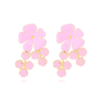 IG Style Sweet Enamel Flower Zinc Alloy Earrings