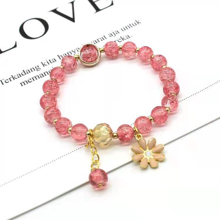 Chrysanthemum Crystal Beaded Women's Bracelet - Colorful Floral Design