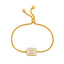 Elegant Stainless Steel English Letter Shell Bracelet - Adjustable Gold Square Design for Women