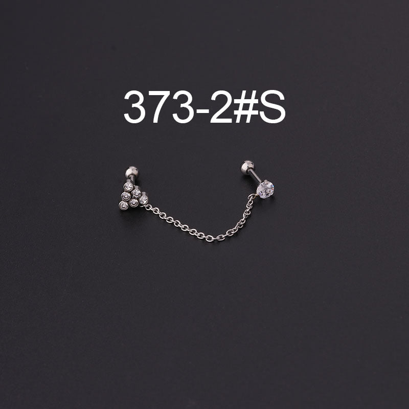 316 Stainless Steel Ear Cartilage Rings with Detachable Chain and Artificial Gemstones