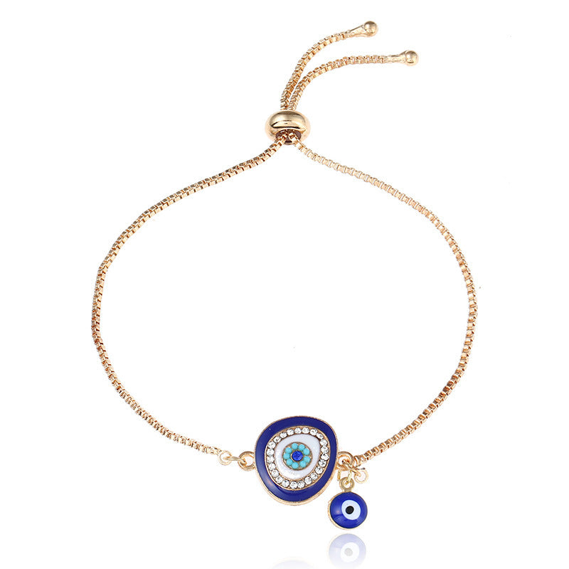 Vintage Gold Evil Eye Enamel Zircon Adjustable Bracelet for Women