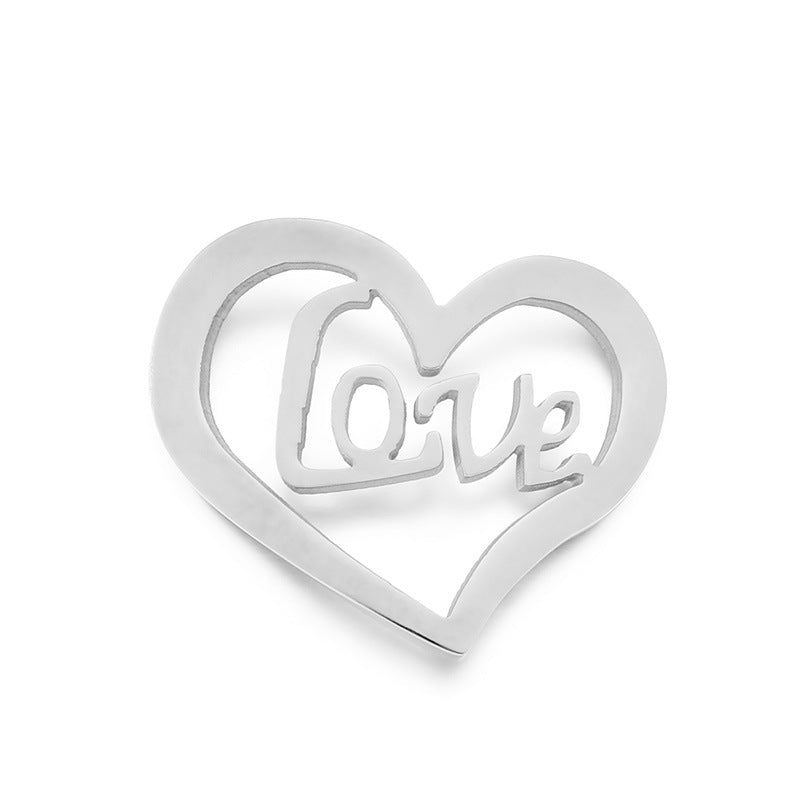 Heart-Shaped Stainless Steel Hollow Love Pendant Jewelry Accessories for DIY