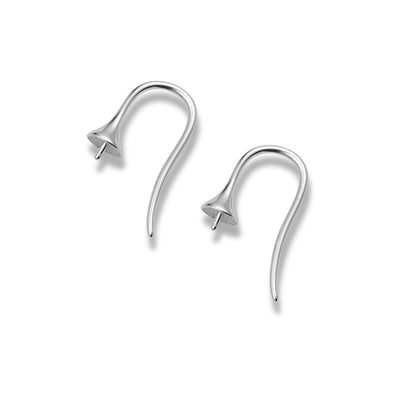 Sterling Silver Trumpet Flower Hook Earring Findings for DIY Jewelry