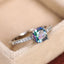 Glam Square Blue Gemstone White Gold Plated Copper Engagement Ring