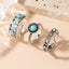 Retro Bohemian Turquoise Silver Plated Alloy Ring Set