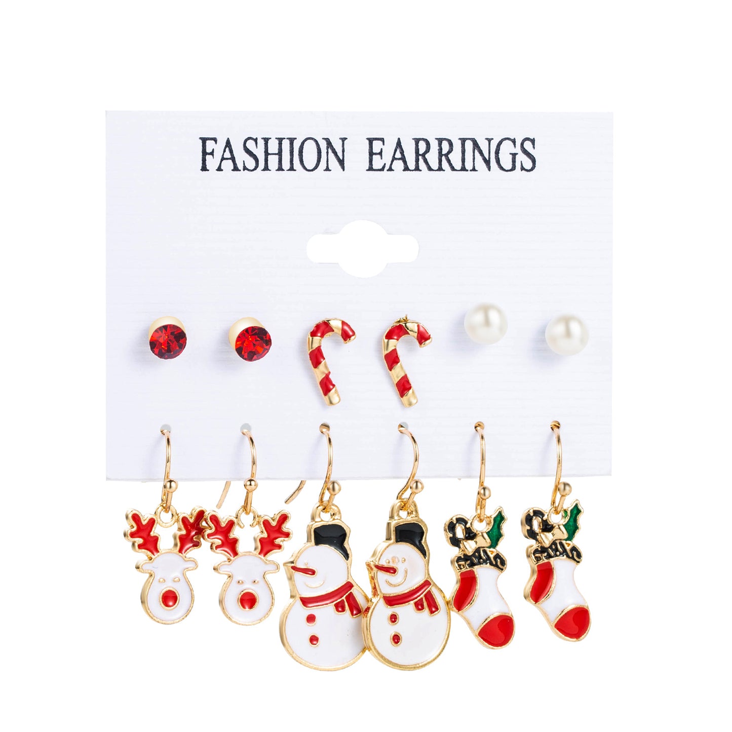 6 Pairs Ethnic Style Christmas Cartoon Character Enamel Alloy Earrings Set