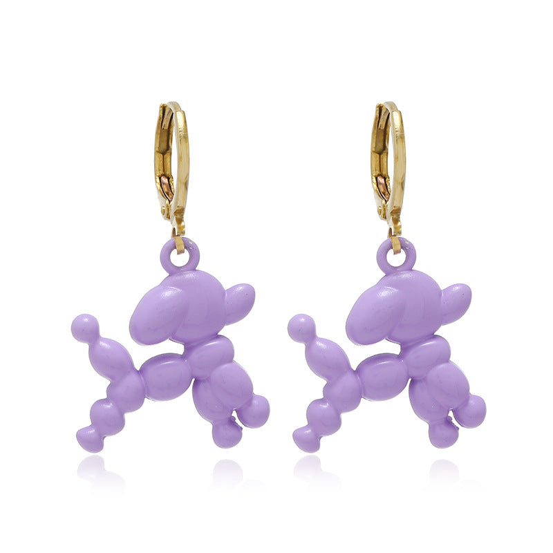 Fashion Cartoon Cute Dog Pendant Earrings Stainless Steel Candy Color Animal Design 2022