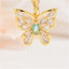 Copper Inlay Butterfly Pendant Necklace with Colorful Marquise Zirconia