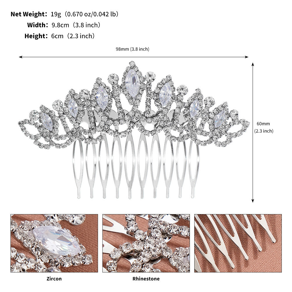 Women's Crystal Zircon Rhinestone Hair Comb - Fashionable Marquise Design