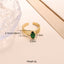 Elegant Oval Zircon Inlay 18K Gold Plated Adjustable Stainless Steel Ring