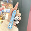 Cute Panda PVC Metal Keychain with Bamboo Design