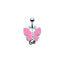 Butterfly Heart Zircon Inlay Stainless Steel Belly Ring Set