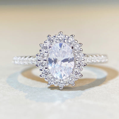 Elegant Moissanite Flower Ring in Sterling Silver, 1 Carat D Color S925