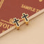 Retro Cross and Heart Stainless Steel Enamel Bear Earrings