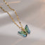 Simple Style Gradient Zircon Butterfly Titanium Steel Pendant Necklace