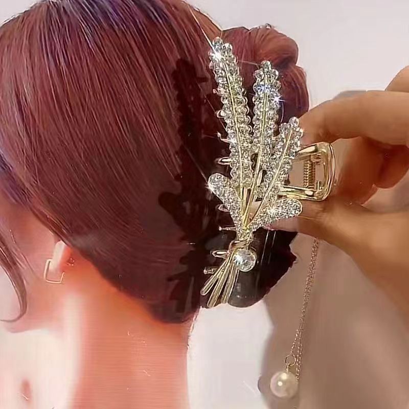 Women's Butterfly Pearl Rhinestone Hair Claw Clip