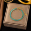 Luxurious Geometric Zircon Inlay 18K Gold Plated Stainless Steel Tennis Bracelet