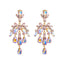 Classic Geometric Flower Rhinestone Drop Earrings for Women