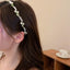 Women's Elegant Pearl and Diamond Flower Bow Hairband