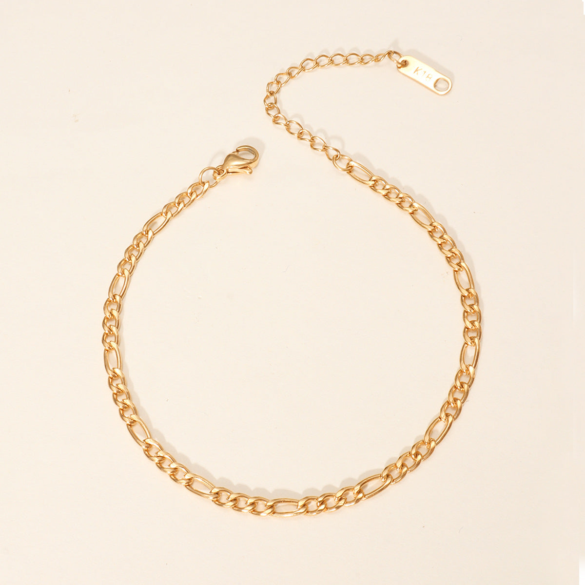 18K Gold Plated Stainless Steel Geometric Figaro Box Twist Chain Bracelet for Women