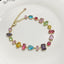 18K Gold Plated Colorful Zircon Rectangle Claw Chain Bracelet