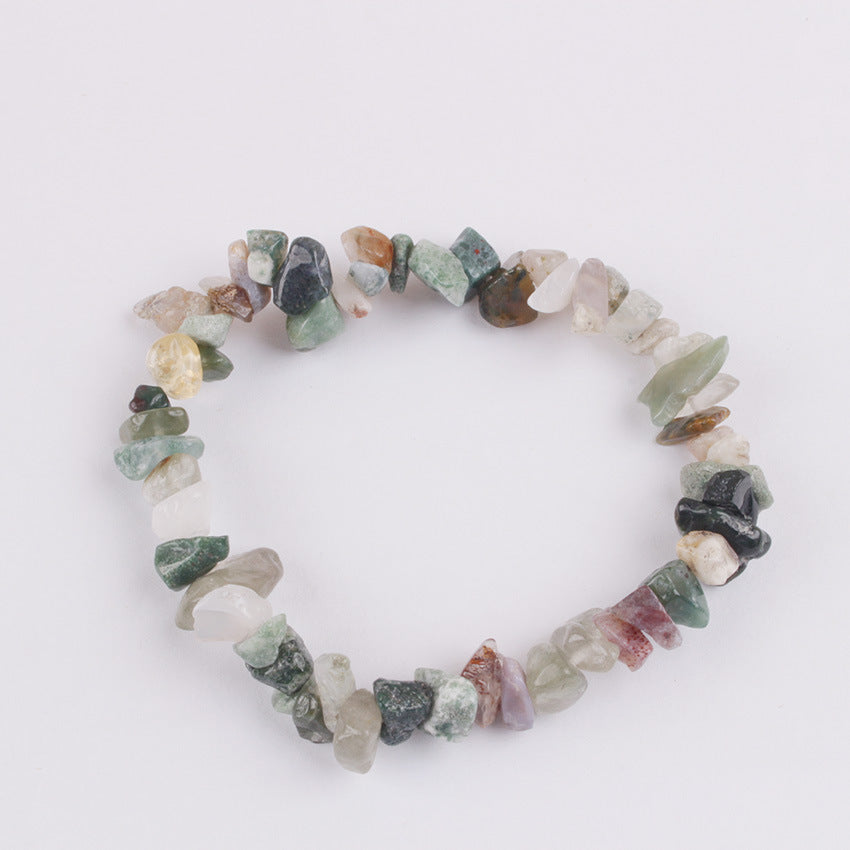 Fashion Irregular Natural Stone Beaded Bracelet with Colorful Crystal Chips