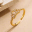 Classic Crown Copper 18K Gold Plated Zircon Ring - Elegant Women's Designer Jewelry