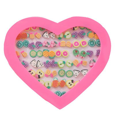 Children's Cartoon Fruit Heart Box Stud Earring Set