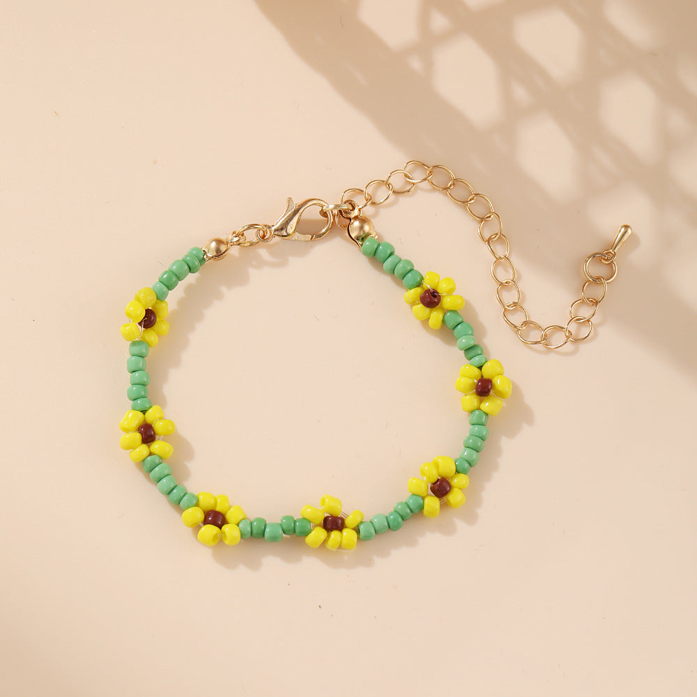 Bohemian Geometric Beaded Anklet and Bracelet Set