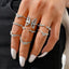 Creative Micro-inlaid Diamond Butterfly and Flower Knuckle Ring Set - 8 Pieces