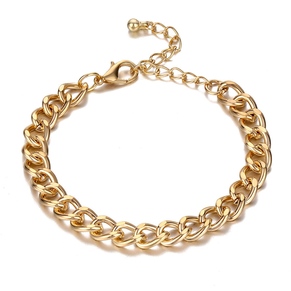 Geometric Alloy Plated Punk Metal Twist Chain Lock Bracelet