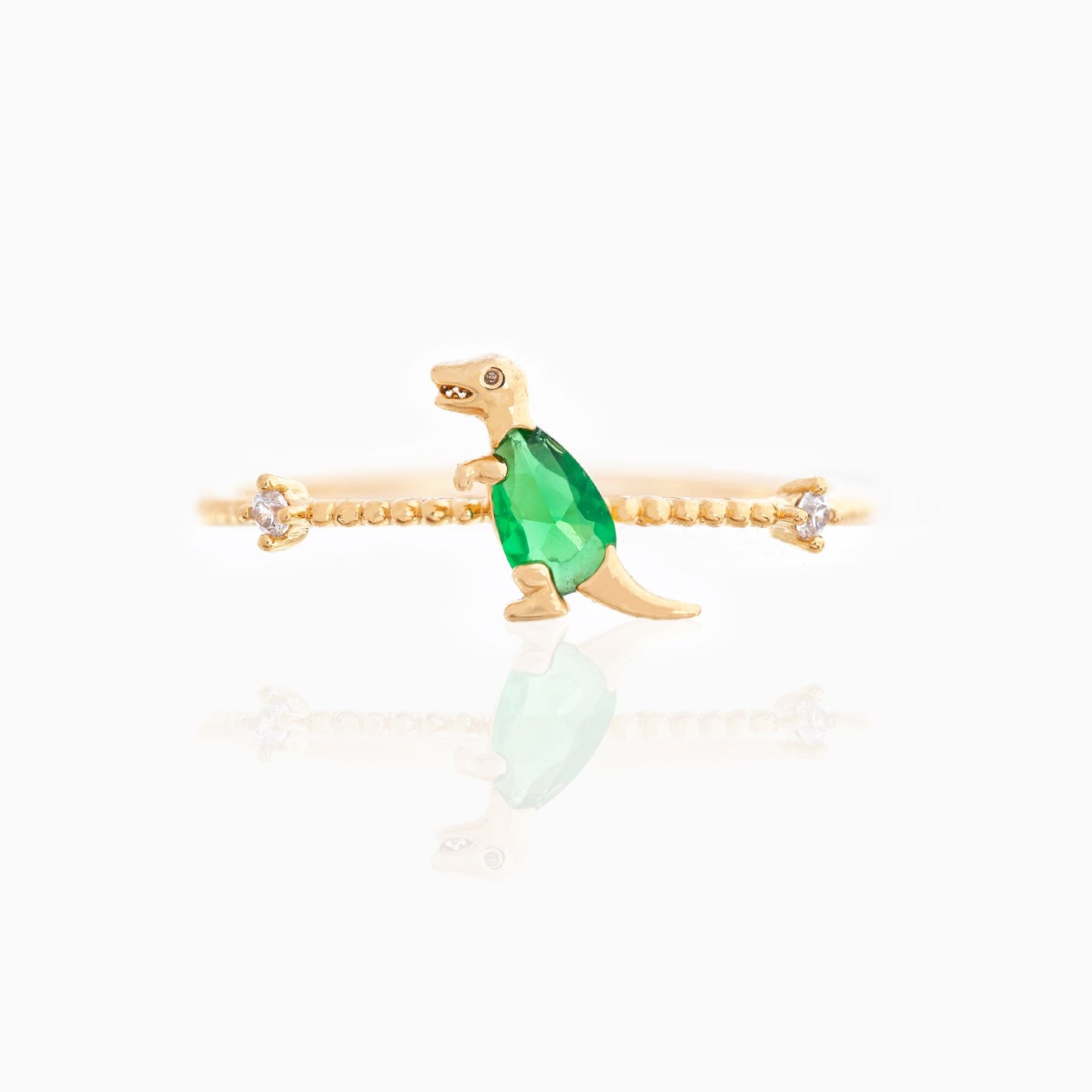 18K Gold Plated Dinosaur Zircon Copper Ring for Women