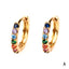 Rainbow Colorful Zircon Hoop Earrings 18k Gold Plated Copper